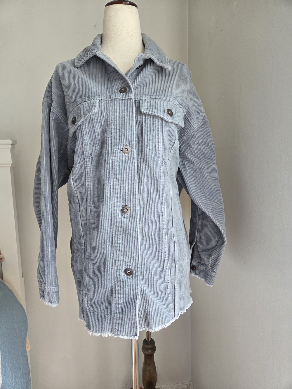 Zara Pale Blue Corduroy Overshirt Jacket